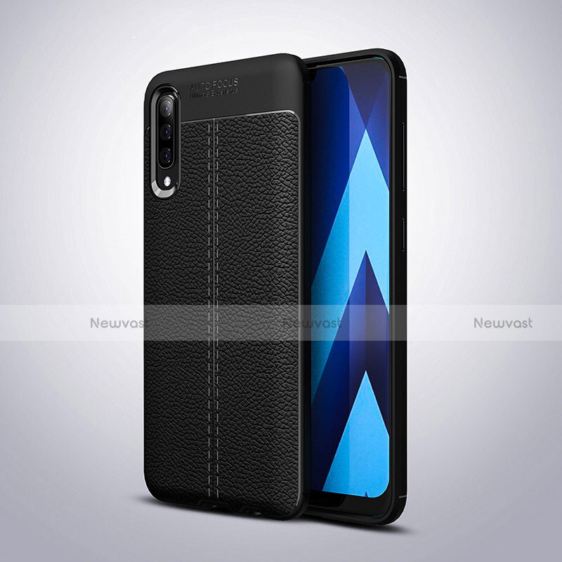 Soft Silicone Gel Leather Snap On Case Cover H02 for Samsung Galaxy A70S Black