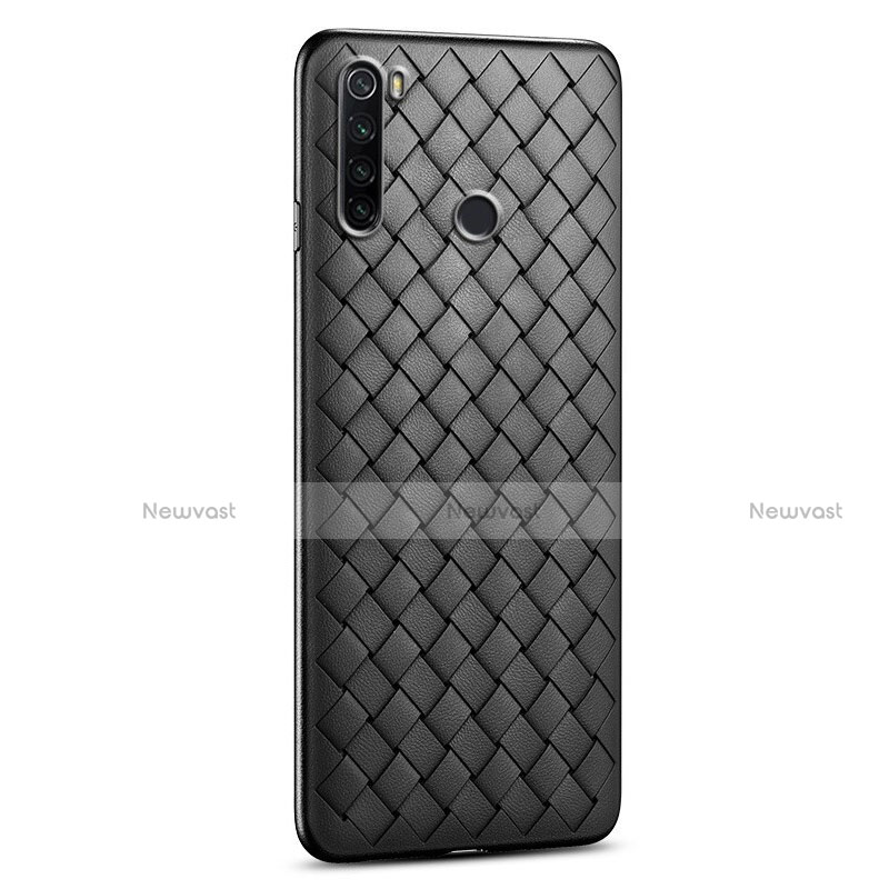 Soft Silicone Gel Leather Snap On Case Cover H02 for Xiaomi Redmi Note 8 (2021) Black