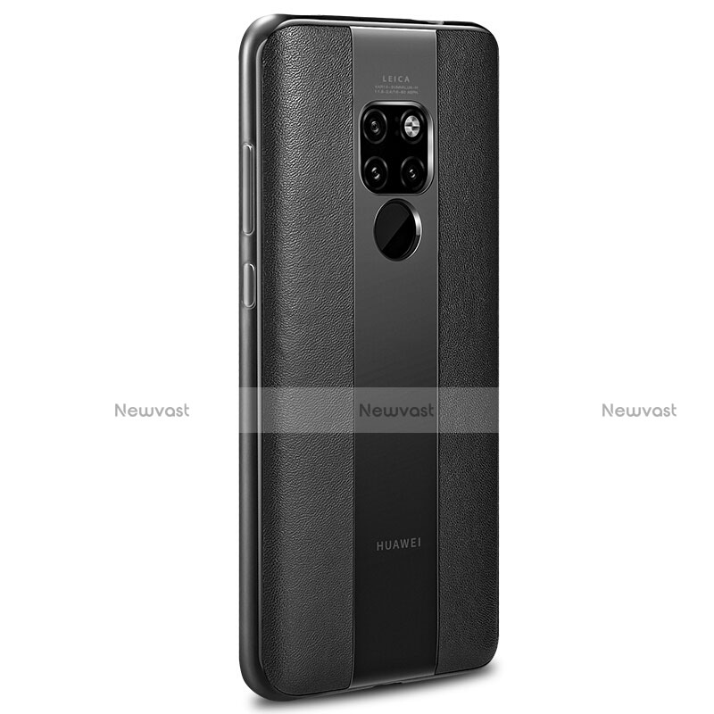 Soft Silicone Gel Leather Snap On Case Cover H03 for Huawei Mate 20 X 5G Black