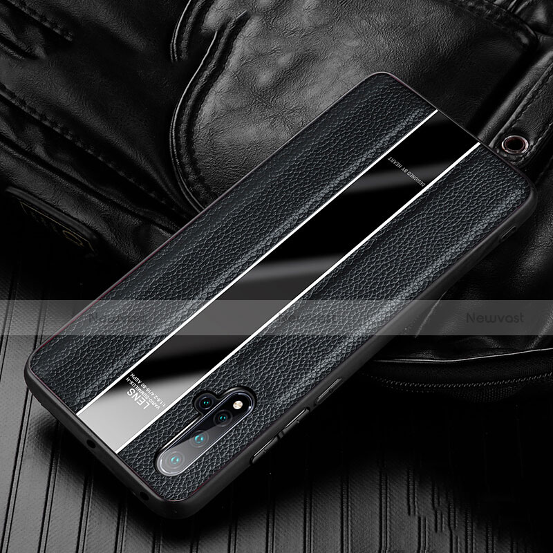 Soft Silicone Gel Leather Snap On Case Cover H03 for Huawei Nova 5 Black