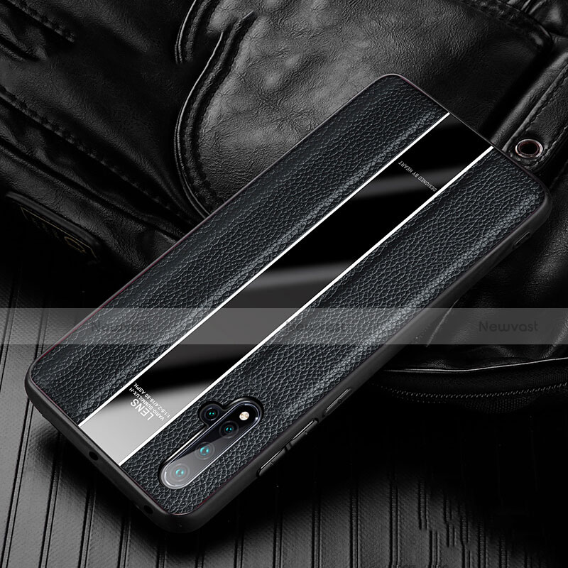 Soft Silicone Gel Leather Snap On Case Cover H03 for Huawei Nova 5 Pro Black