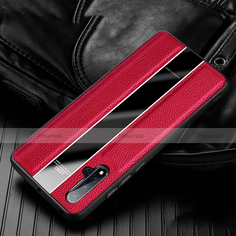 Soft Silicone Gel Leather Snap On Case Cover H03 for Huawei Nova 5 Pro Red