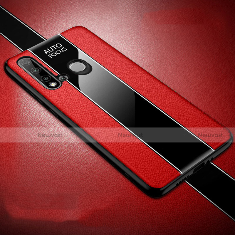 Soft Silicone Gel Leather Snap On Case Cover H03 for Huawei P20 Lite (2019) Red