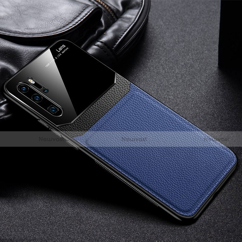 Soft Silicone Gel Leather Snap On Case Cover H03 for Huawei P30 Pro Blue