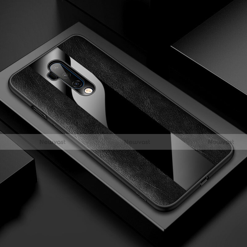 Soft Silicone Gel Leather Snap On Case Cover H03 for OnePlus 7T Pro Black