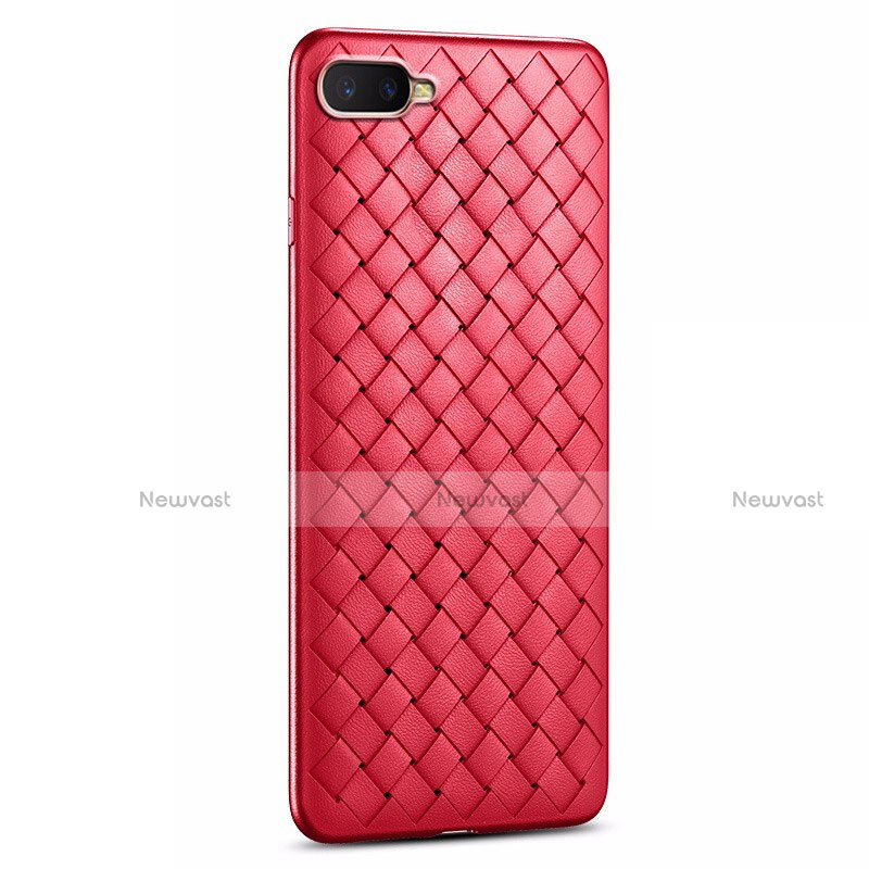 Soft Silicone Gel Leather Snap On Case Cover H03 for Oppo R17 Neo Red