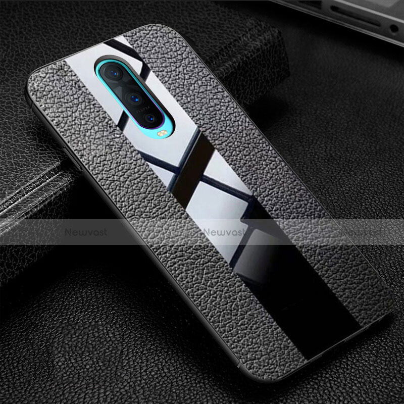 Soft Silicone Gel Leather Snap On Case Cover H03 for Oppo R17 Pro Black