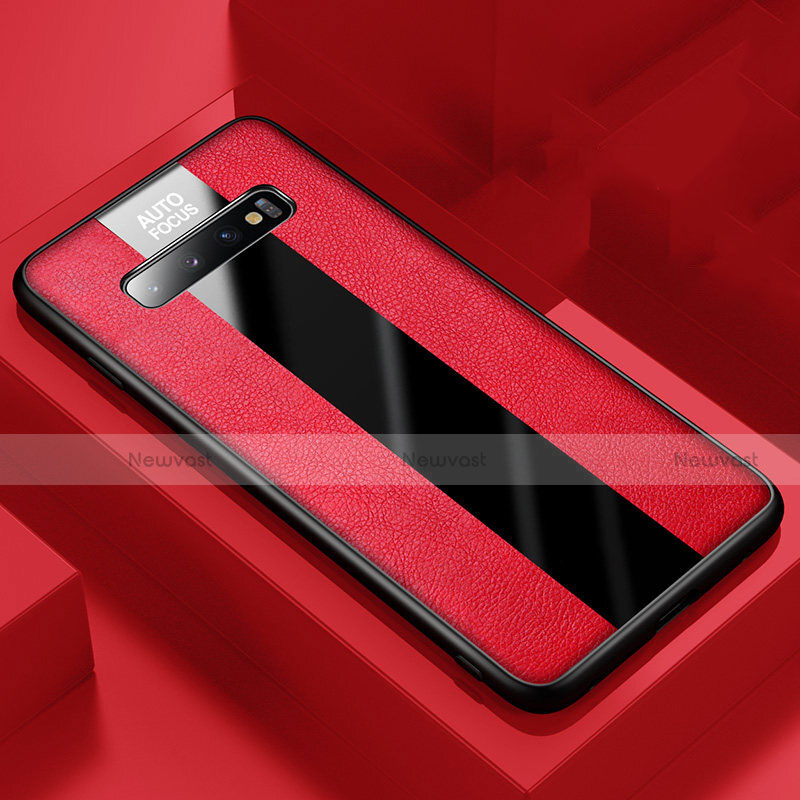 Soft Silicone Gel Leather Snap On Case Cover H03 for Samsung Galaxy S10 5G Red