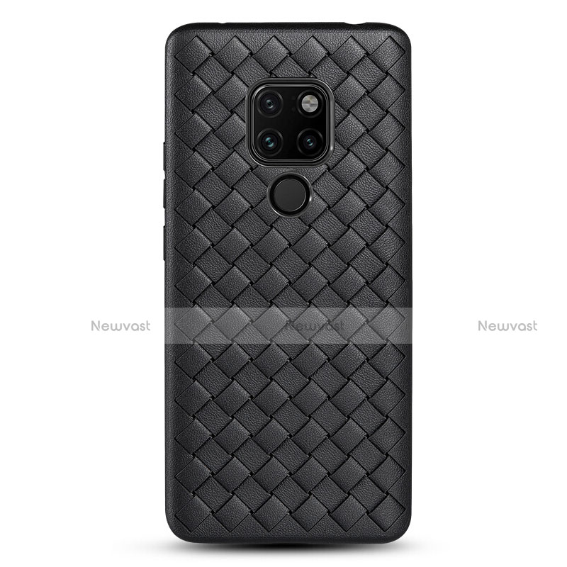 Soft Silicone Gel Leather Snap On Case Cover H04 for Huawei Mate 20 X 5G Black