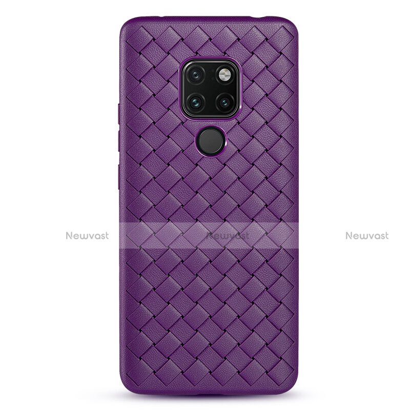 Soft Silicone Gel Leather Snap On Case Cover H04 for Huawei Mate 20 X 5G Purple