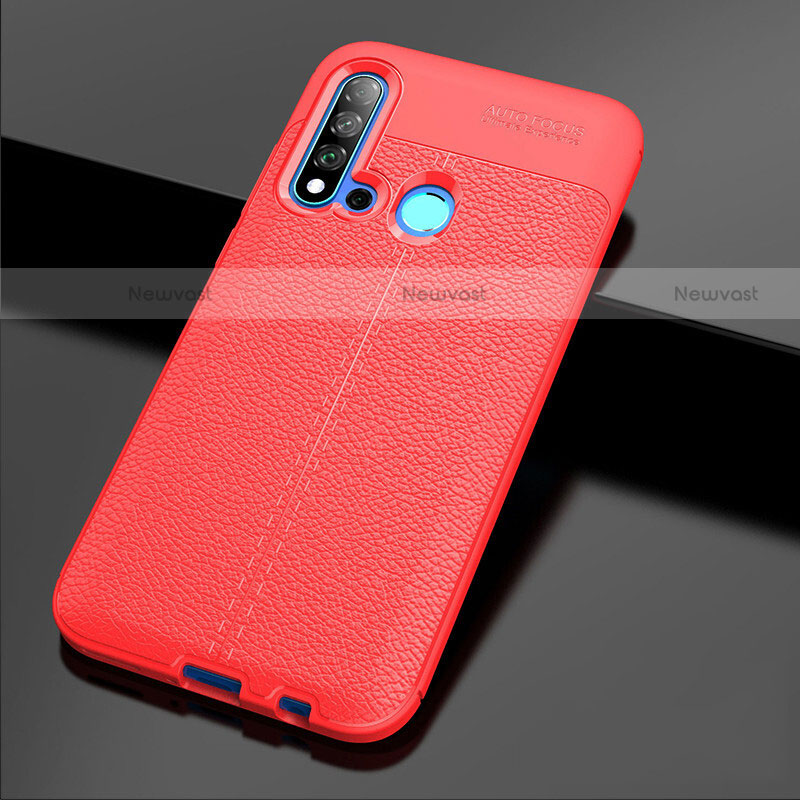 Soft Silicone Gel Leather Snap On Case Cover H04 for Huawei P20 Lite (2019) Red