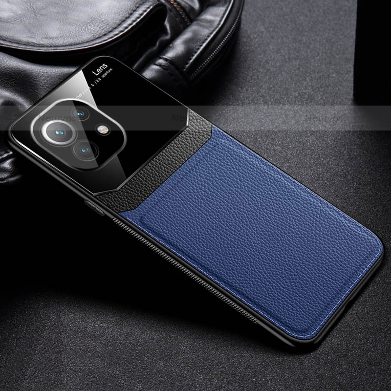 Soft Silicone Gel Leather Snap On Case Cover H04 for Xiaomi Mi 11 Lite 4G Blue