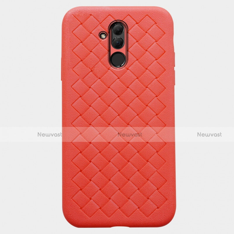 Soft Silicone Gel Leather Snap On Case Cover H05 for Huawei Mate 20 Lite Red