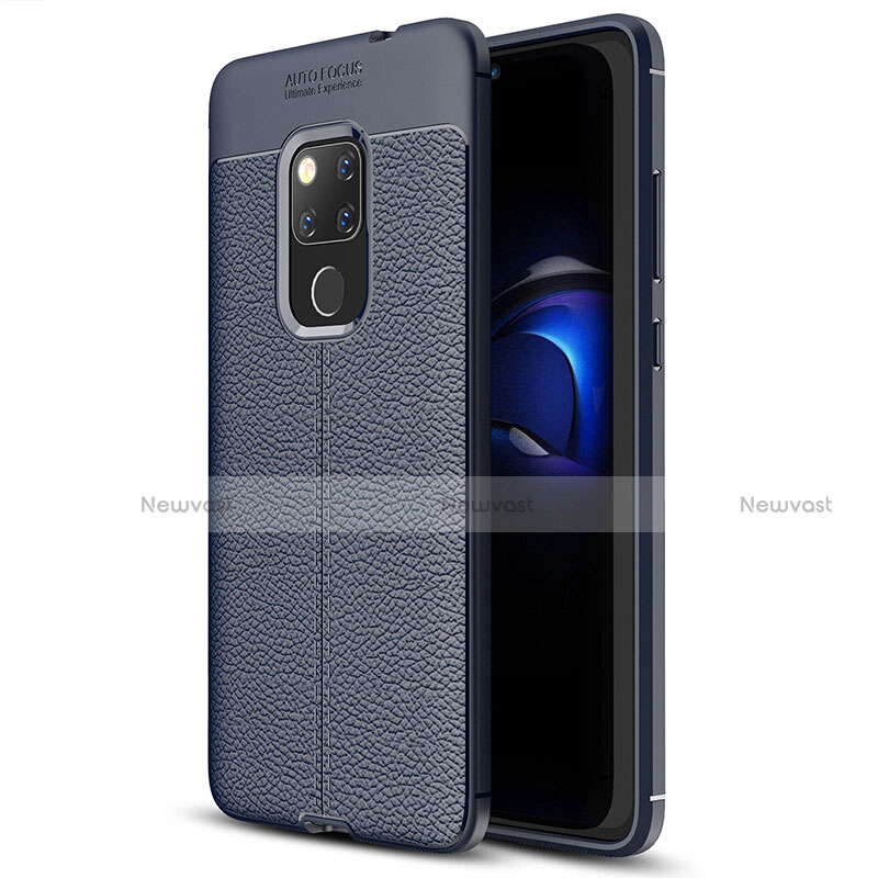 Soft Silicone Gel Leather Snap On Case Cover H05 for Huawei Mate 20 X 5G Blue