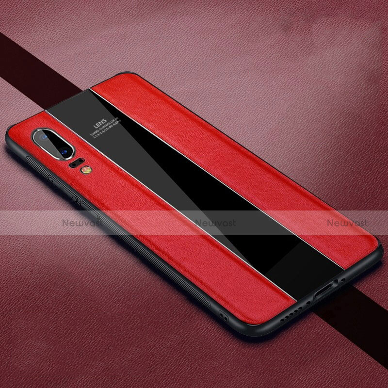 Soft Silicone Gel Leather Snap On Case Cover H05 for Huawei P20 Red