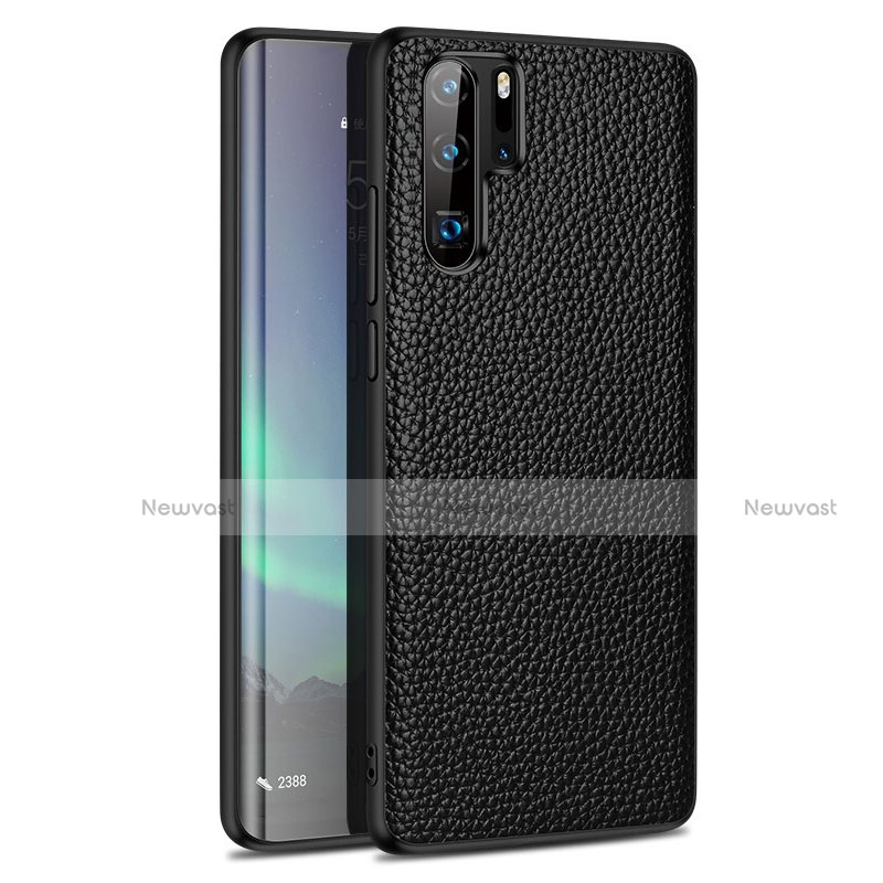 Soft Silicone Gel Leather Snap On Case Cover H05 for Huawei P30 Pro New Edition Black