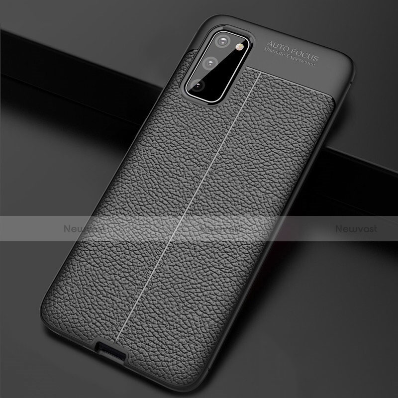 Soft Silicone Gel Leather Snap On Case Cover H05 for Samsung Galaxy S20 Black