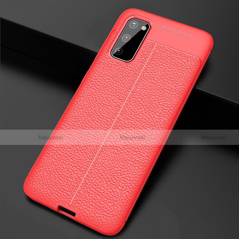 Soft Silicone Gel Leather Snap On Case Cover H05 for Samsung Galaxy S20 Red