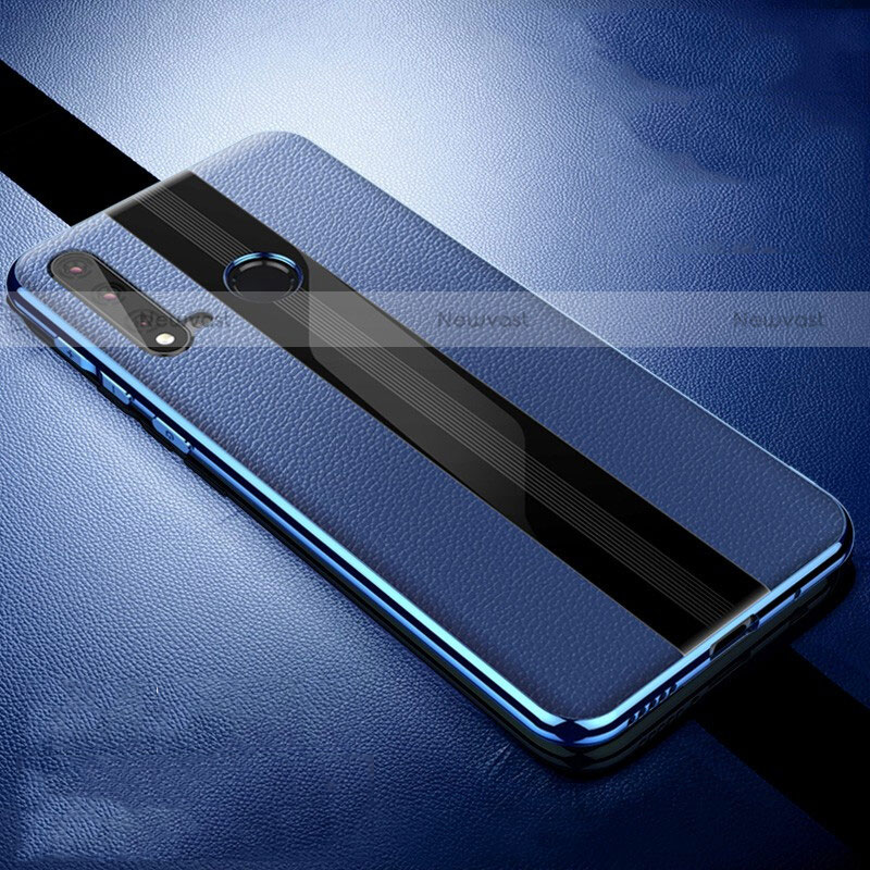 Soft Silicone Gel Leather Snap On Case Cover H06 for Huawei P20 Lite (2019) Blue