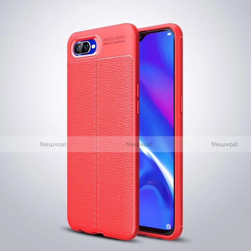 Soft Silicone Gel Leather Snap On Case Cover H06 for Oppo R15X Red