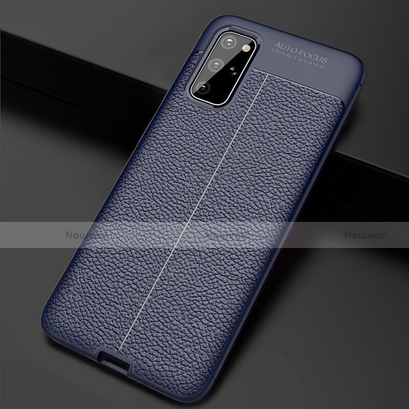 Soft Silicone Gel Leather Snap On Case Cover H06 for Samsung Galaxy S20 Plus 5G Blue