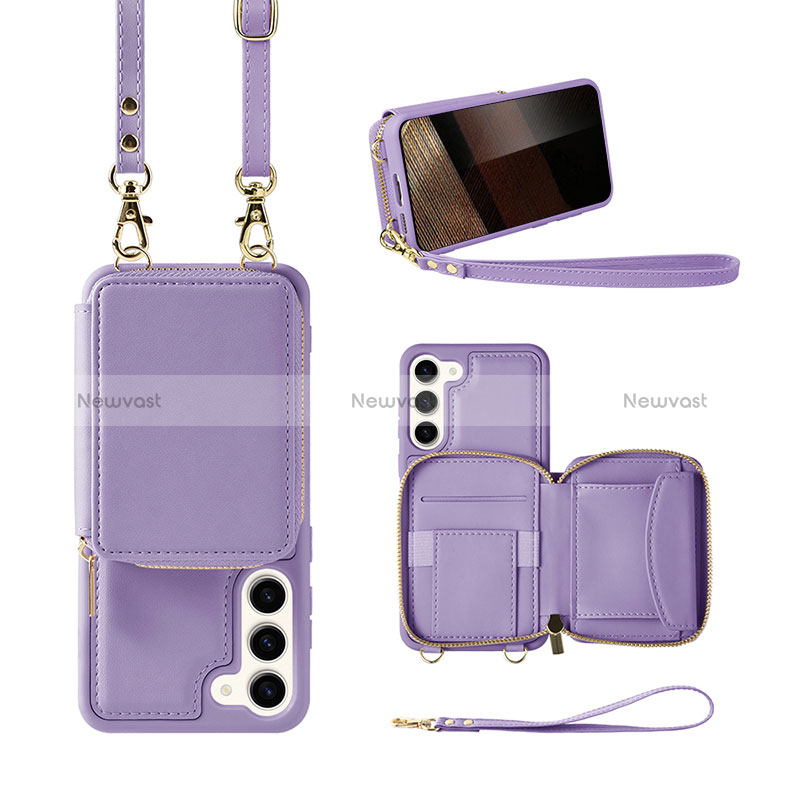 Soft Silicone Gel Leather Snap On Case Cover JM1 for Samsung Galaxy S24 5G Purple