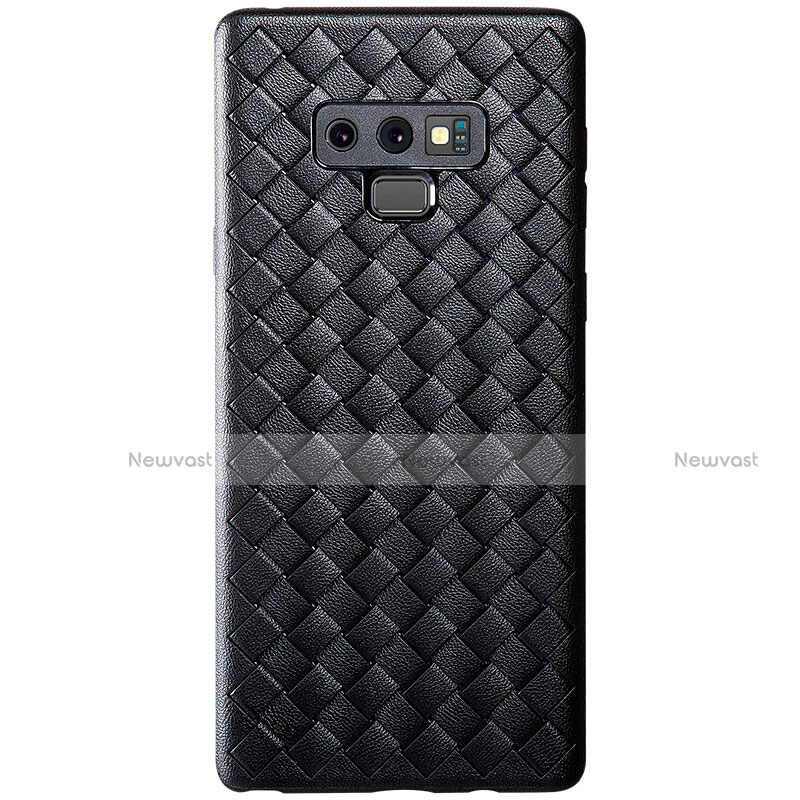 Soft Silicone Gel Leather Snap On Case Cover L01 for Samsung Galaxy Note 9 Black