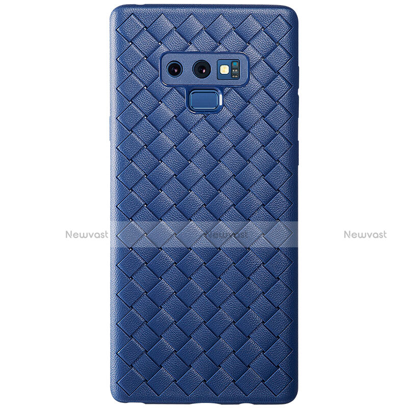 Soft Silicone Gel Leather Snap On Case Cover L01 for Samsung Galaxy Note 9 Blue