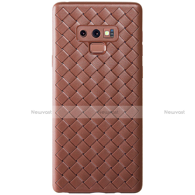 Soft Silicone Gel Leather Snap On Case Cover L01 for Samsung Galaxy Note 9 Brown