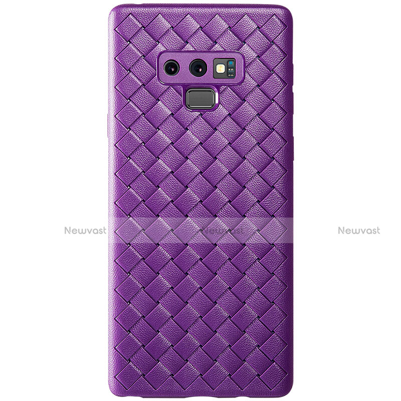 Soft Silicone Gel Leather Snap On Case Cover L01 for Samsung Galaxy Note 9 Purple