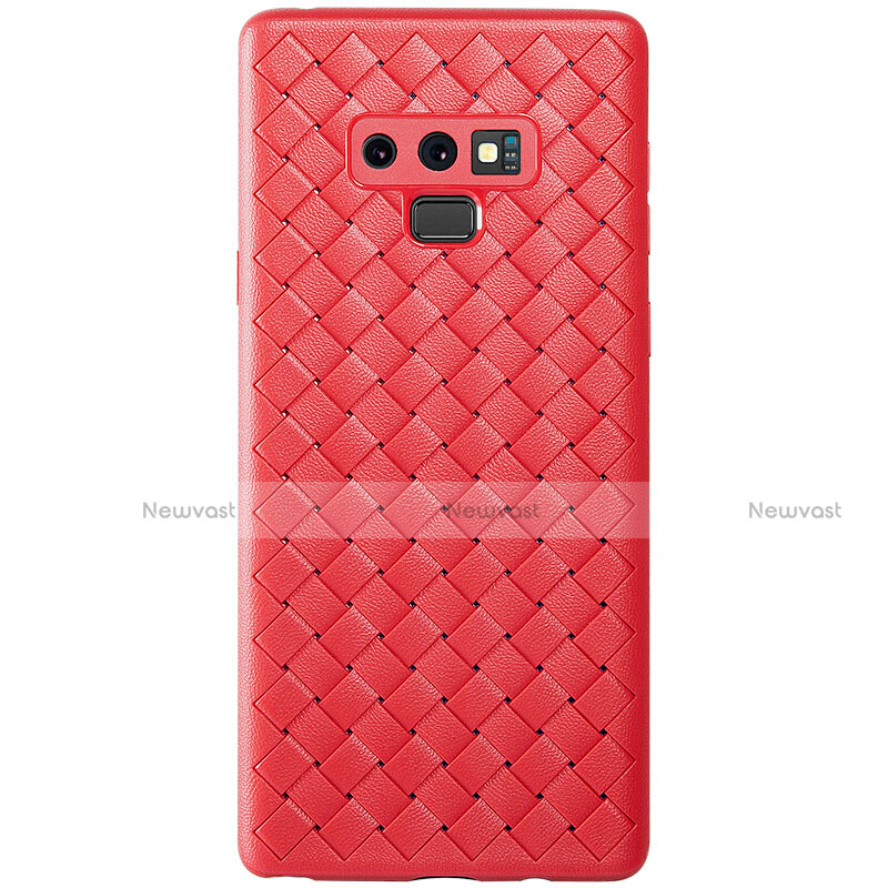 Soft Silicone Gel Leather Snap On Case Cover L01 for Samsung Galaxy Note 9 Red