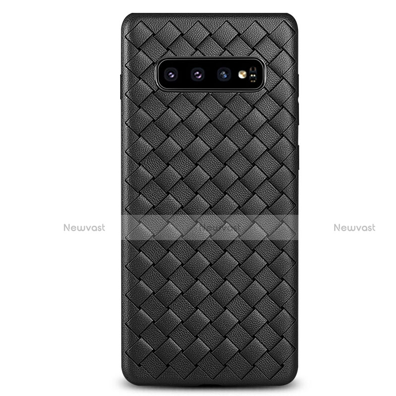 Soft Silicone Gel Leather Snap On Case Cover L02 for Samsung Galaxy S10 5G Black