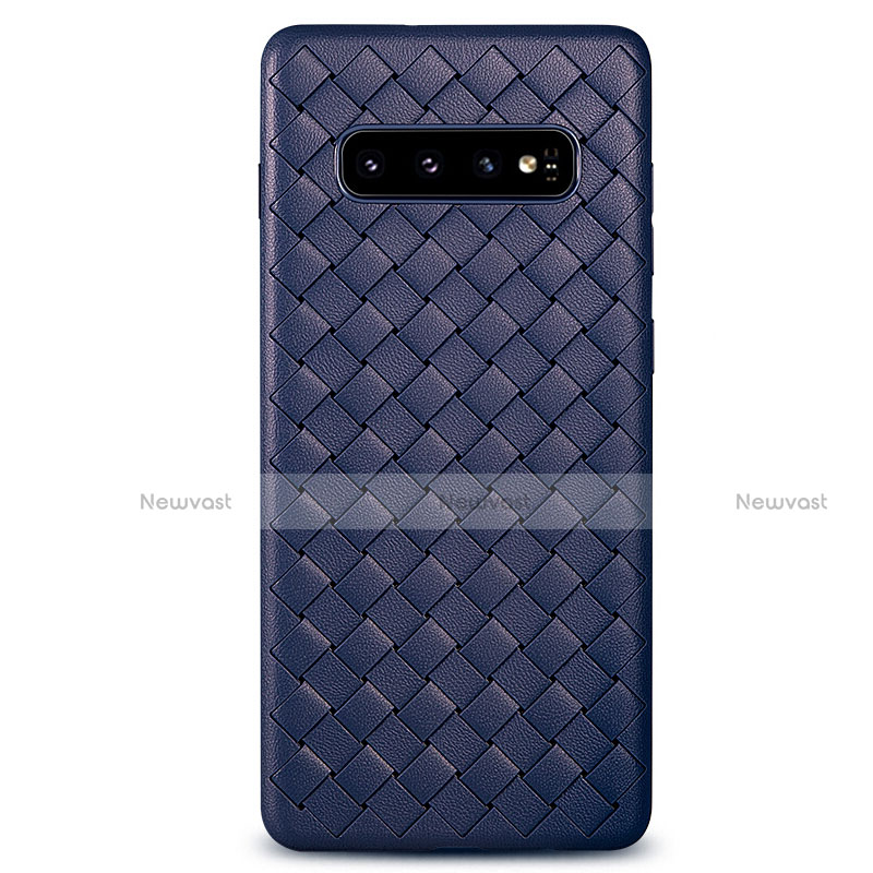 Soft Silicone Gel Leather Snap On Case Cover L02 for Samsung Galaxy S10 5G Blue