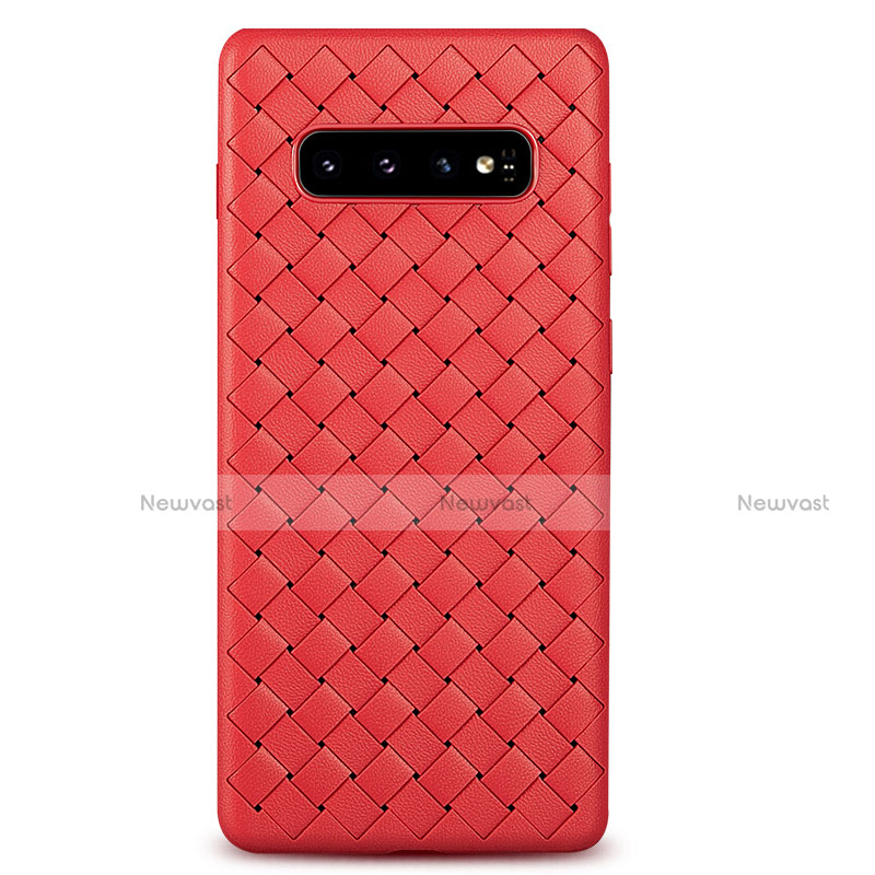 Soft Silicone Gel Leather Snap On Case Cover L02 for Samsung Galaxy S10 5G Red