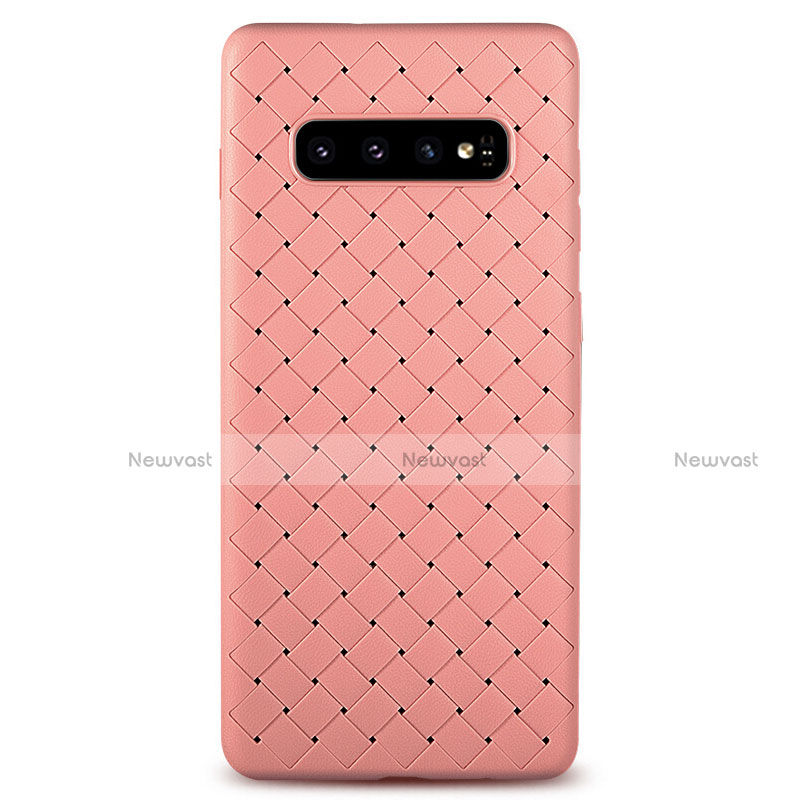 Soft Silicone Gel Leather Snap On Case Cover L02 for Samsung Galaxy S10 Rose Gold