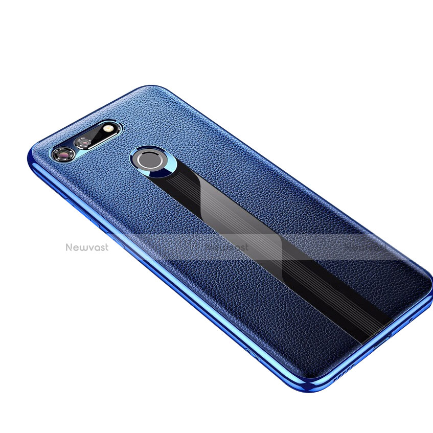 Soft Silicone Gel Leather Snap On Case Cover M01 for Huawei Honor View 20 Blue