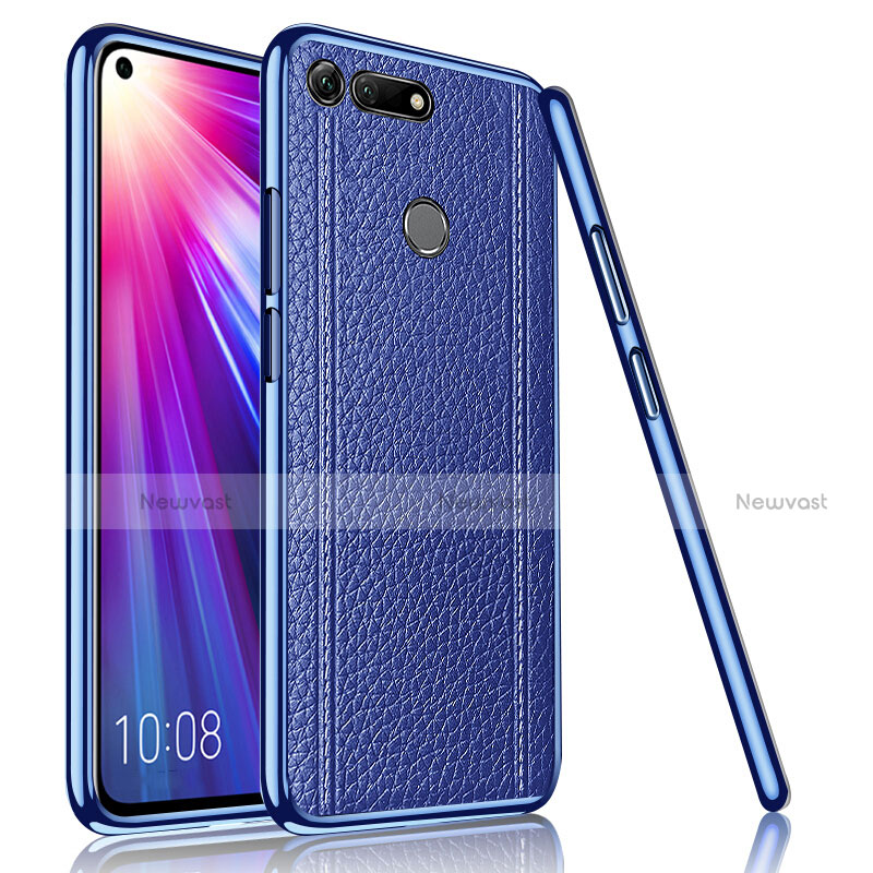 Soft Silicone Gel Leather Snap On Case Cover M02 for Huawei Honor View 20 Blue