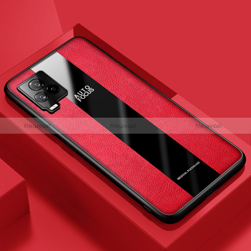 Soft Silicone Gel Leather Snap On Case Cover PB1 for Vivo iQOO 7 Legend 5G Red