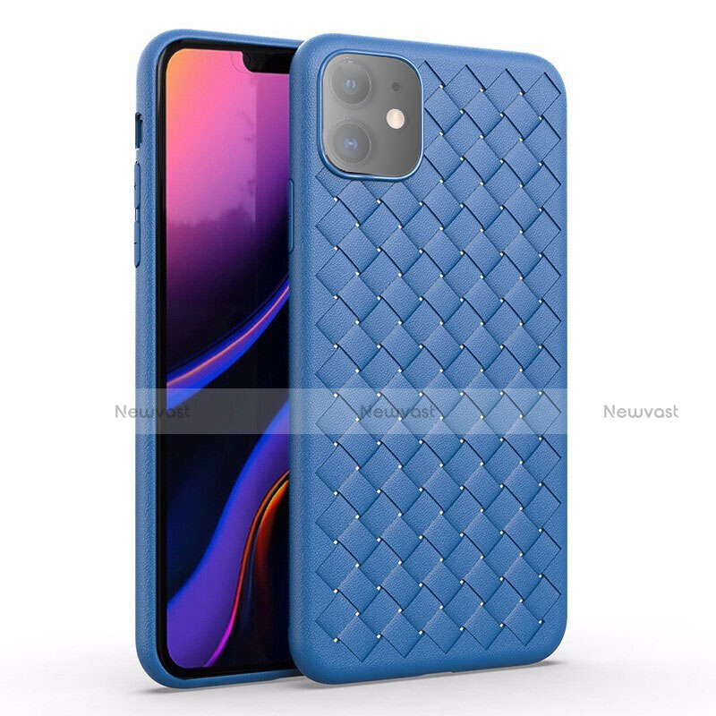 Soft Silicone Gel Leather Snap On Case Cover S01 for Apple iPhone 11 Blue