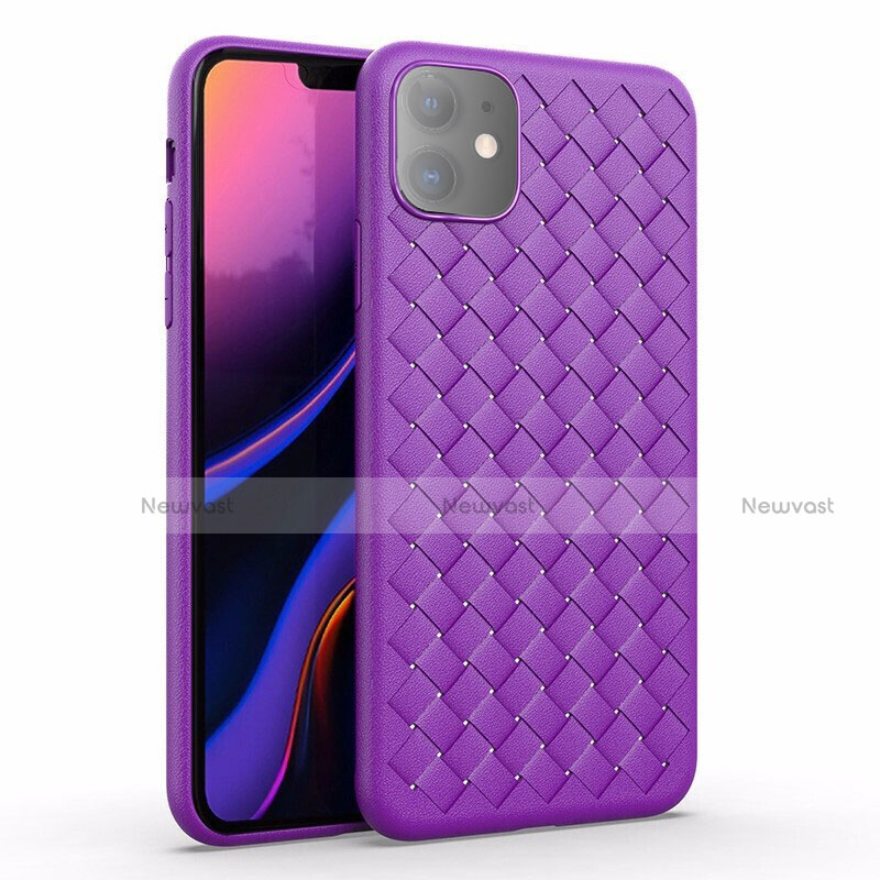 Soft Silicone Gel Leather Snap On Case Cover S01 for Apple iPhone 11 Purple