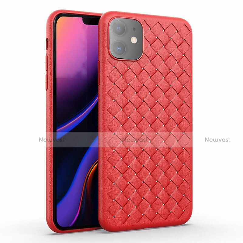 Soft Silicone Gel Leather Snap On Case Cover S01 for Apple iPhone 11 Red