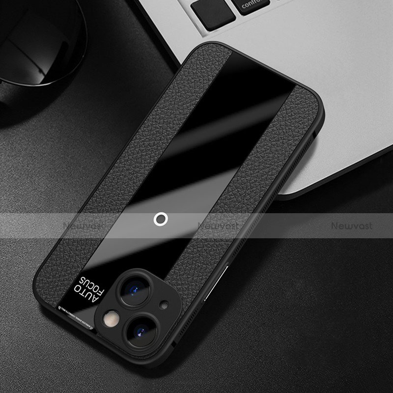 Soft Silicone Gel Leather Snap On Case Cover S01 for Apple iPhone 13 Black