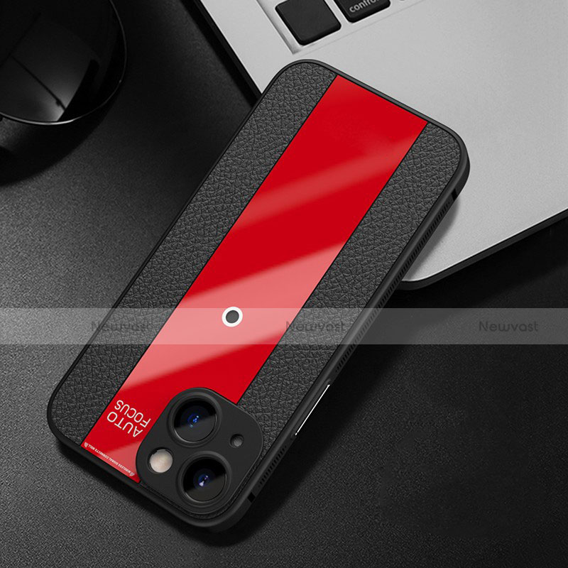 Soft Silicone Gel Leather Snap On Case Cover S01 for Apple iPhone 13 Red