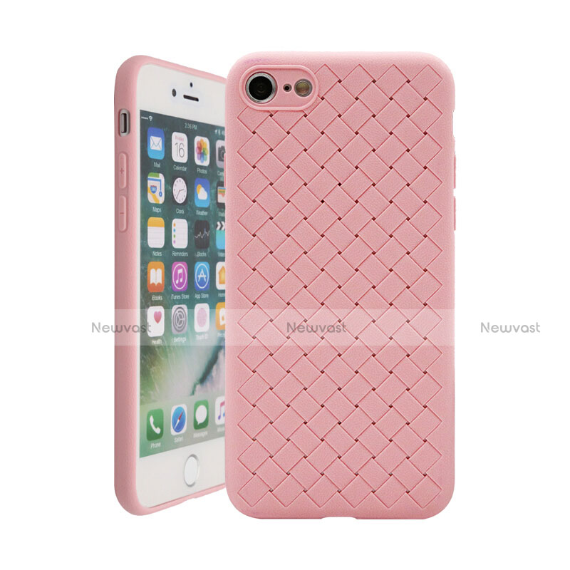 Soft Silicone Gel Leather Snap On Case Cover S01 for Apple iPhone 8 Rose Gold