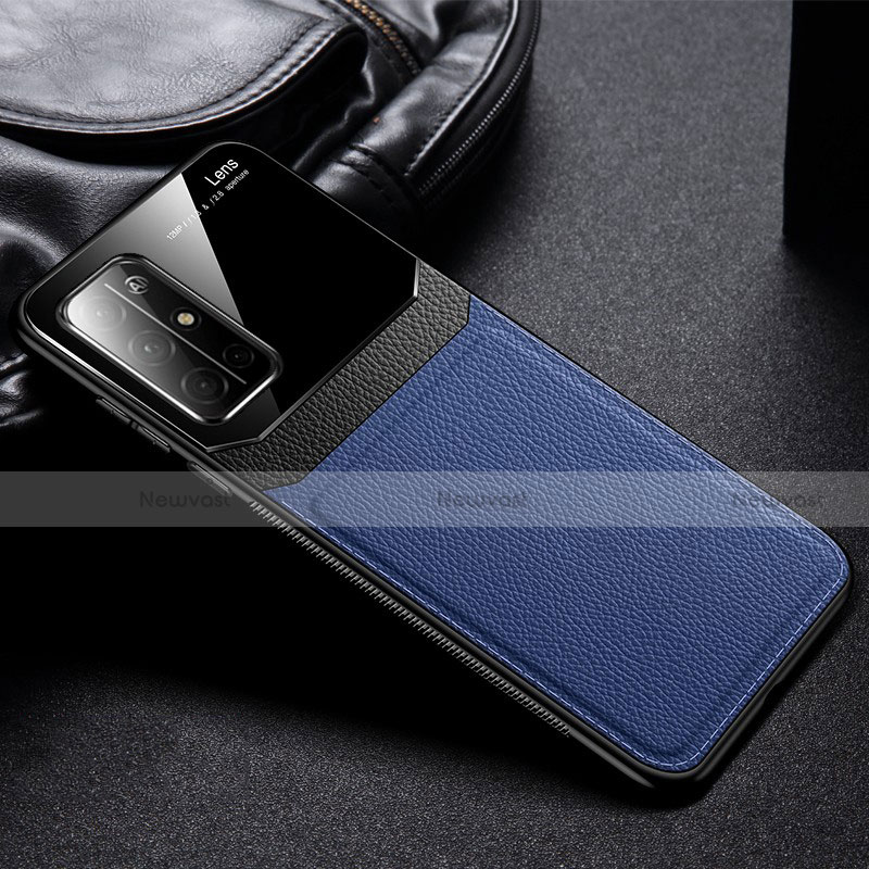 Soft Silicone Gel Leather Snap On Case Cover S01 for Huawei Honor 30S Blue