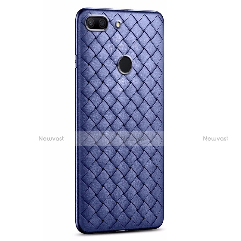 Soft Silicone Gel Leather Snap On Case Cover S01 for Huawei Honor 9 Lite Blue