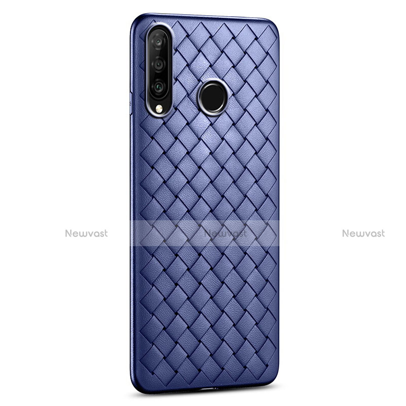 Soft Silicone Gel Leather Snap On Case Cover S01 for Huawei Nova 4e Blue