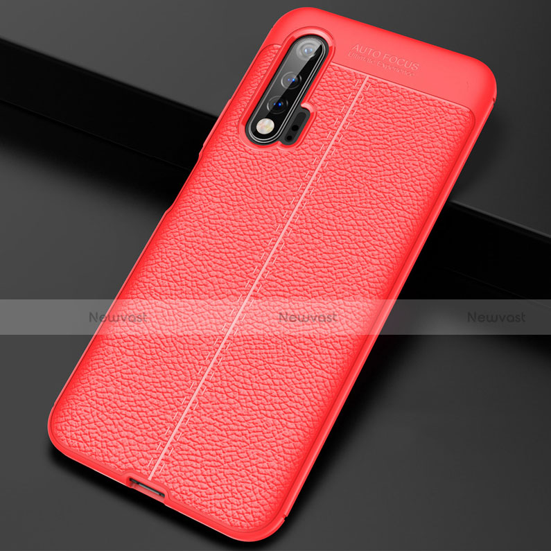 Soft Silicone Gel Leather Snap On Case Cover S01 for Huawei Nova 6 5G Red