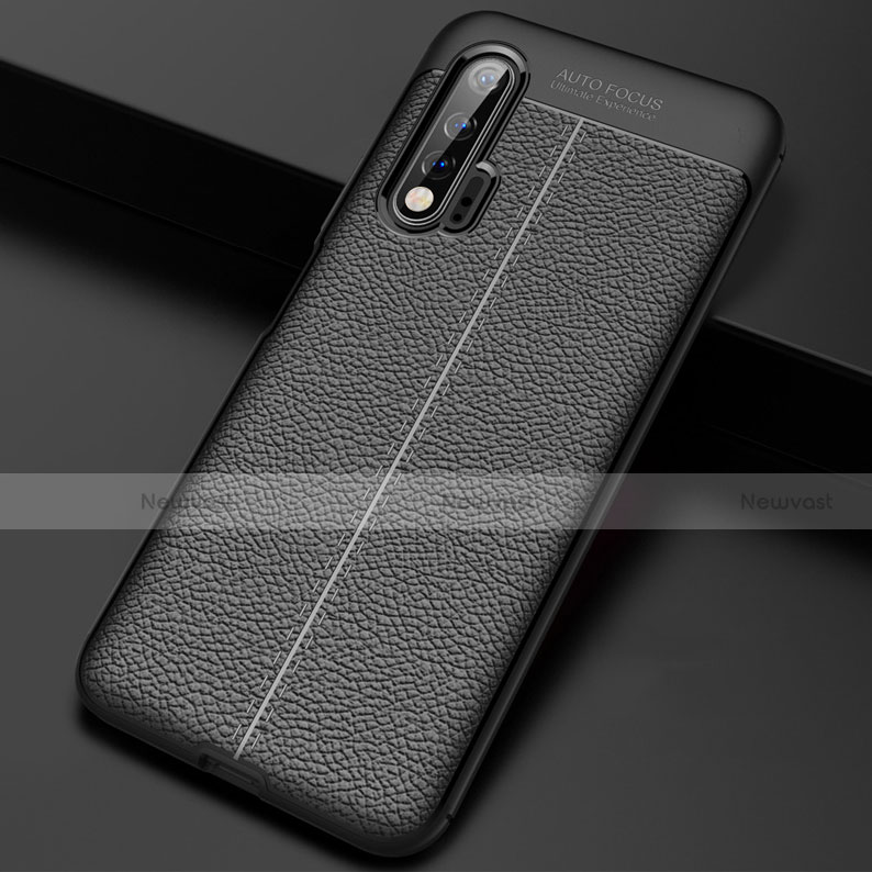 Soft Silicone Gel Leather Snap On Case Cover S01 for Huawei Nova 6 Black