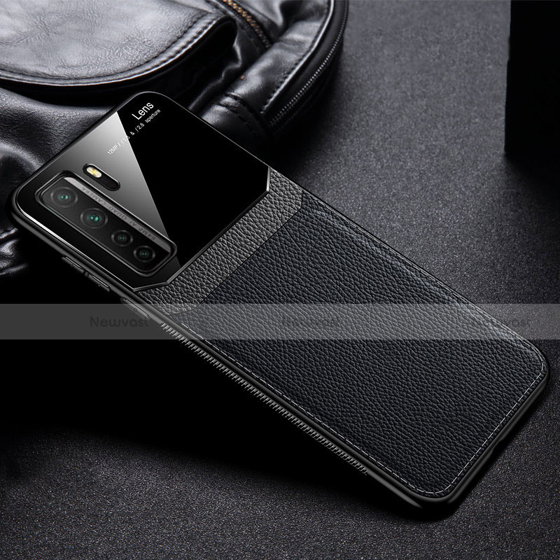 Soft Silicone Gel Leather Snap On Case Cover S01 for Huawei Nova 7 SE 5G Black